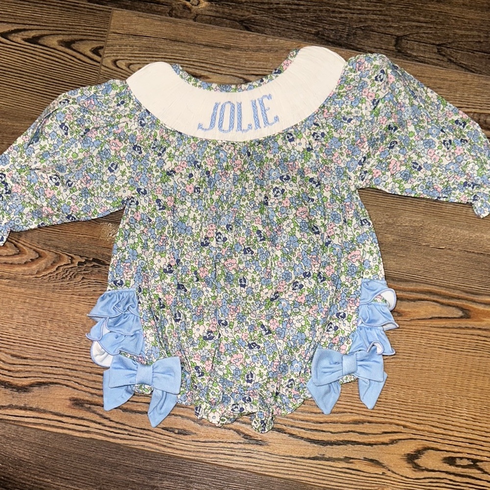Floral Blue Kids One Piece